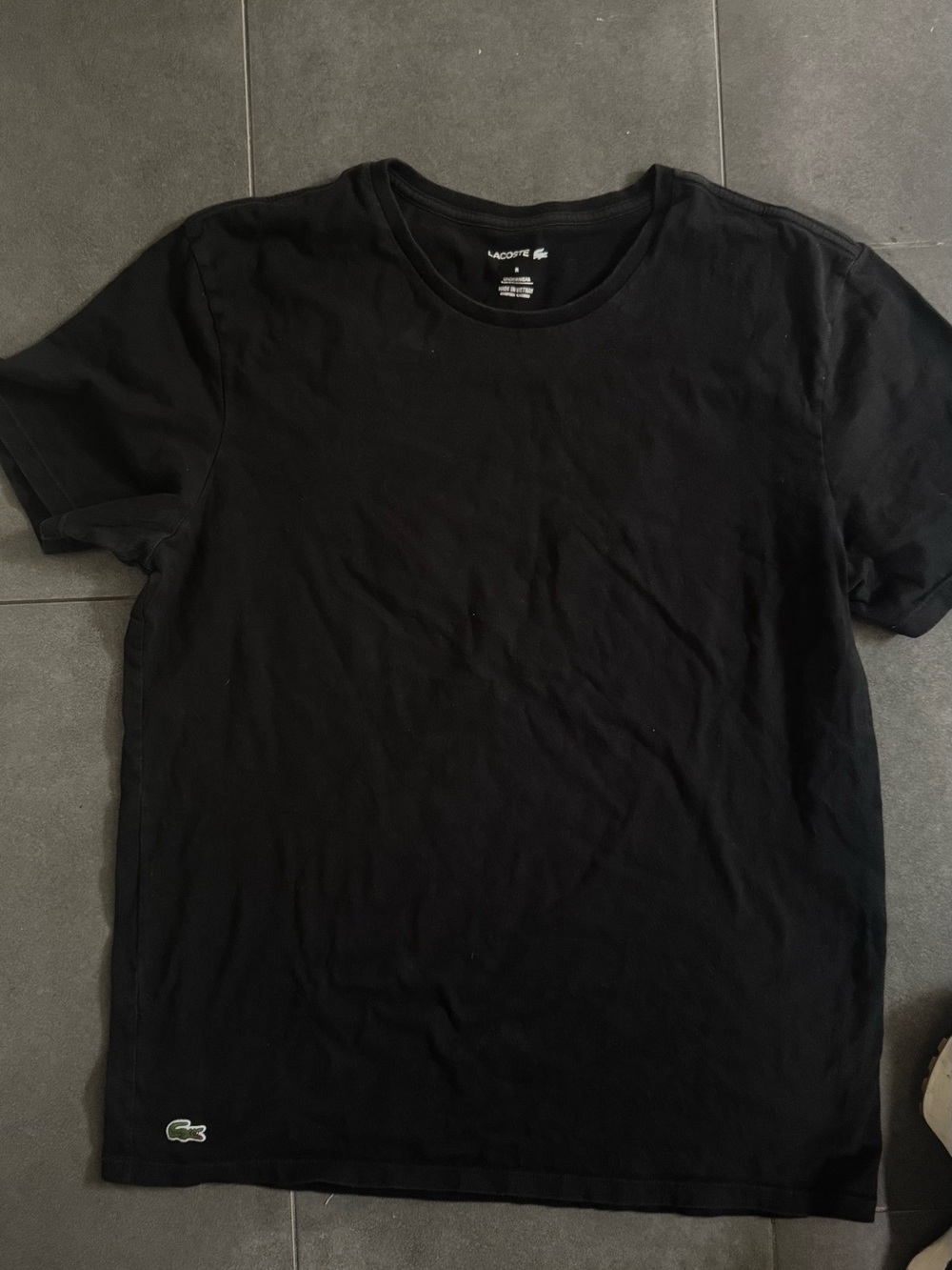 Lacoste Black Short Sleeve Crewneck T-Shirt with Croc Logo